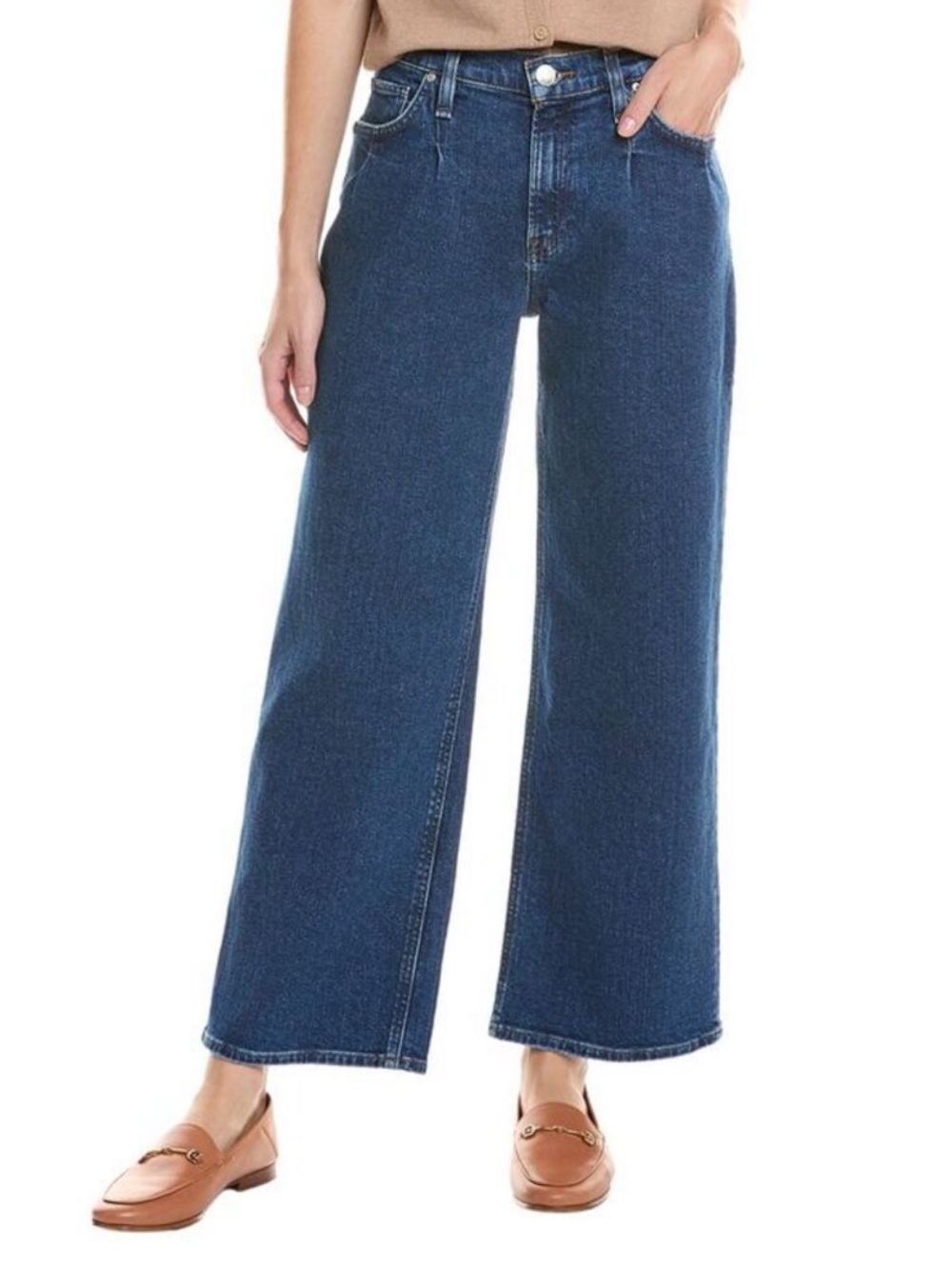 Hudson Women’s Rosie Pleated High Rise Wide Leg Ankle Blue Jeans Size 32
